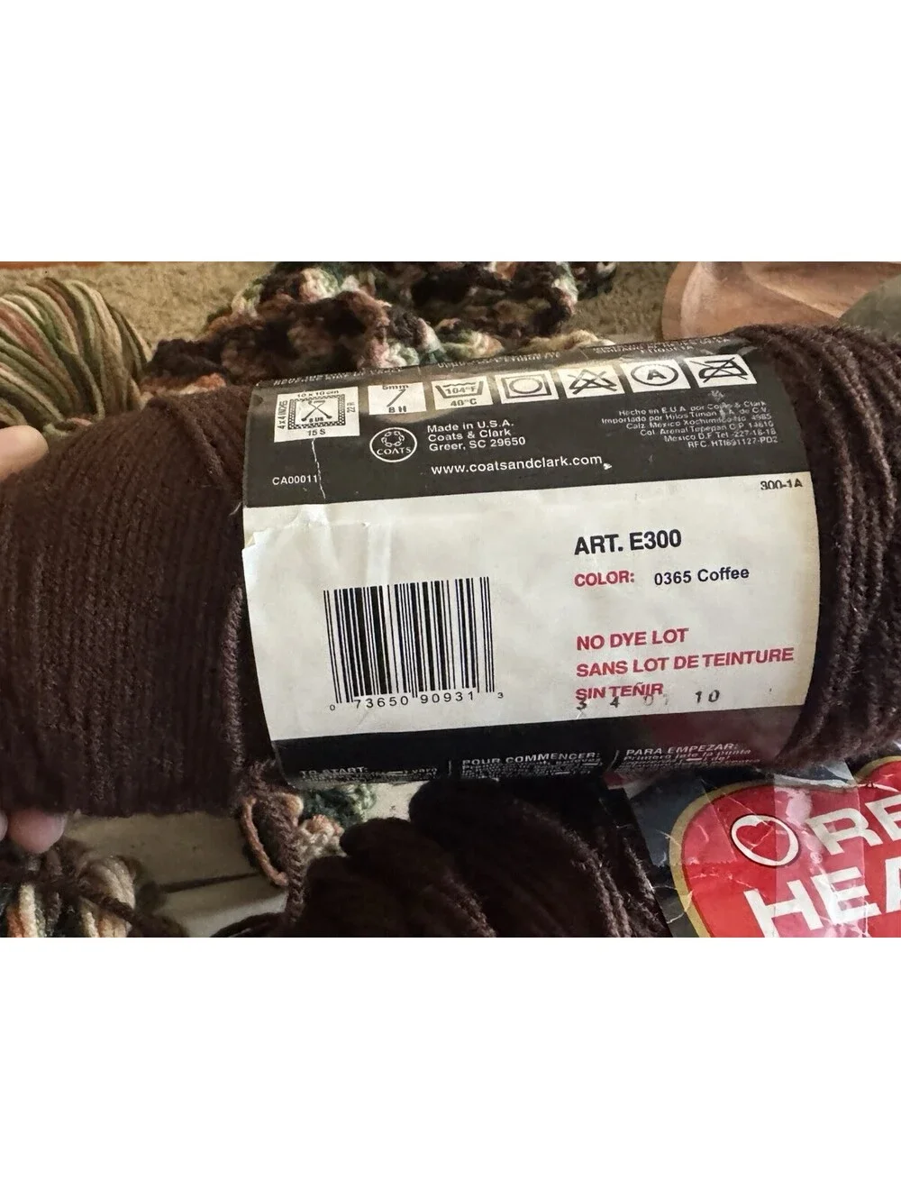 Red Heart Super Saver Country Club Yarn 6 Skeins, 2 Dye Lots, New Old Stock